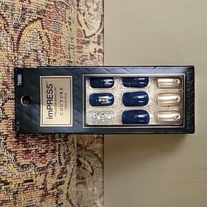 🌵 4/$20 imPRESS Couture Collection Press on Manicure Blue Gold Nails New